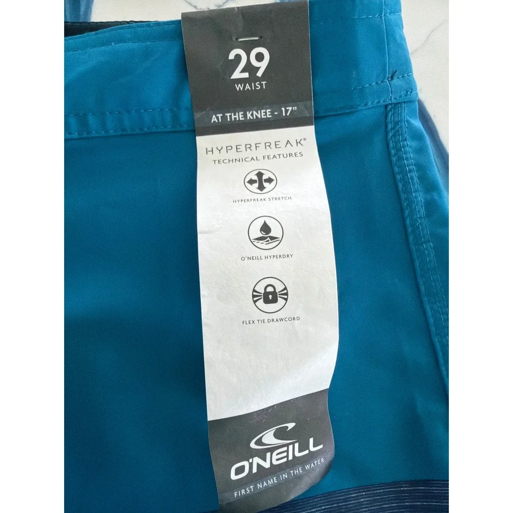 ONeill Hyperfreak Boys Board Shorts Blue Teal Tri-Block Size 29 New